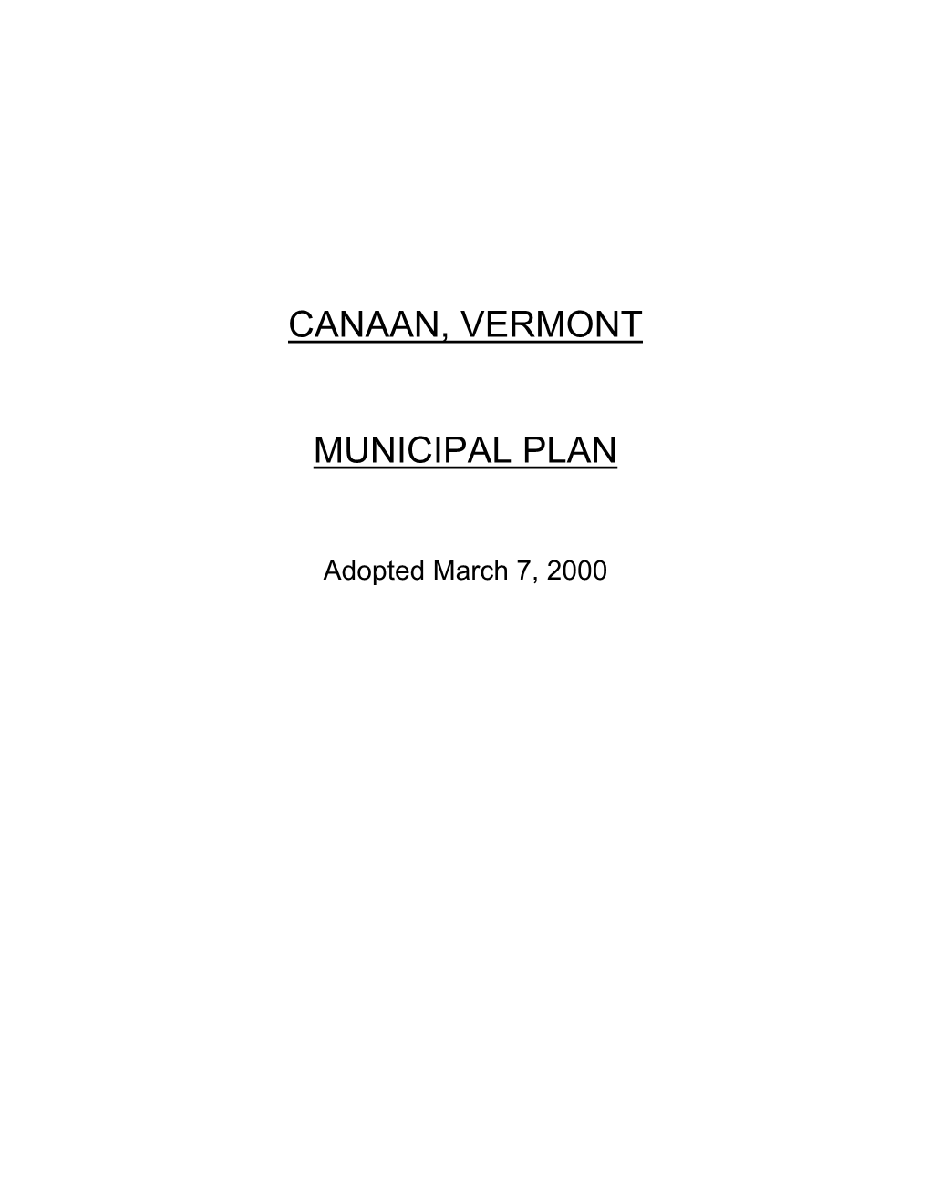 Canaan, Vermont Municipal Plan