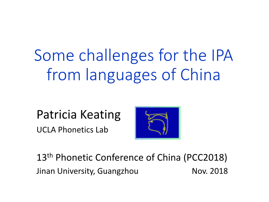 Some Challenges for the IPA from Languages of China
