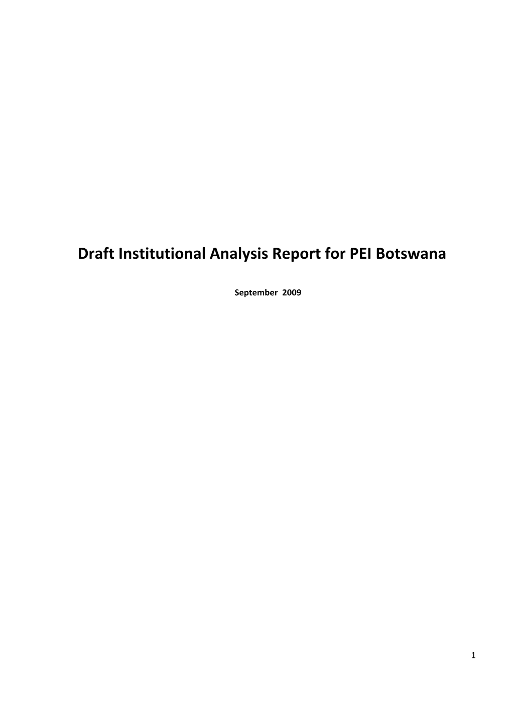 Draft Institutional Analysis Report for PEI Botswana