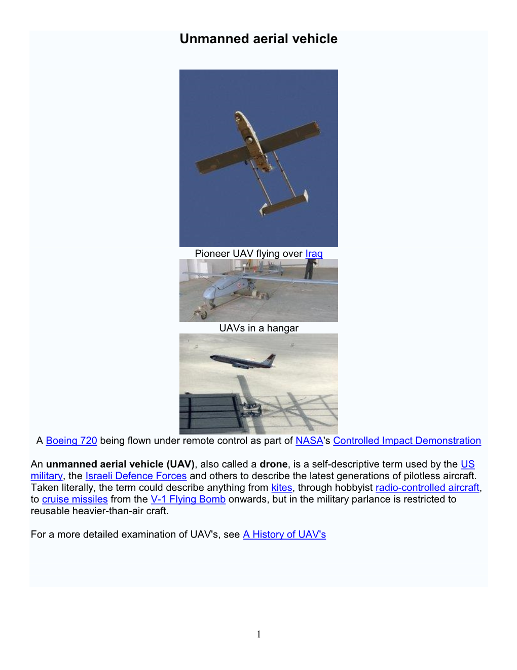 Unmanned Aerial Vehicle