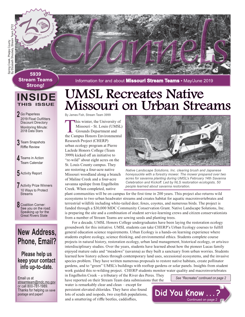 UMSL Recreates Native Missouri on Urban Streams