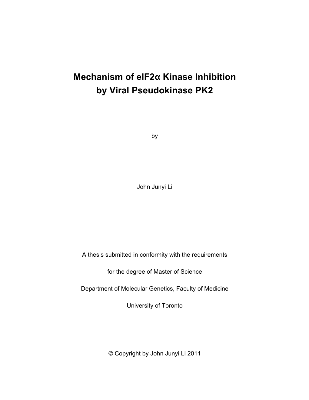 Mechanism of Eif2α Kinase Inhibition by Viral Pseudokinase PK2