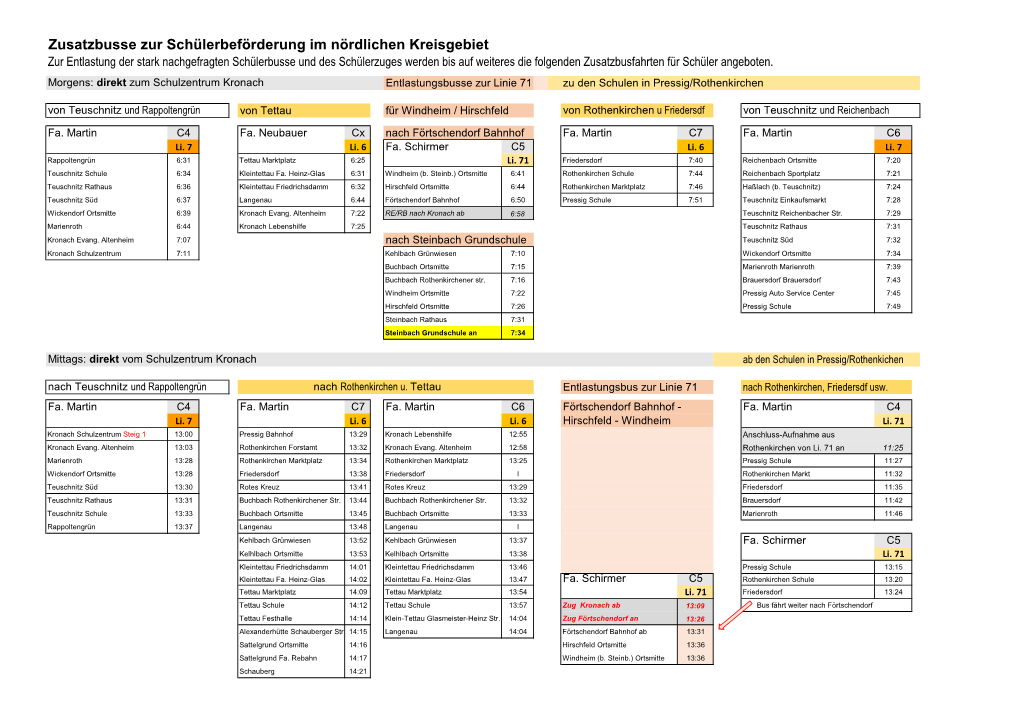 Zusatzbusse Zur Schülerbeförderung Im Nördlichen Kreisgebiet