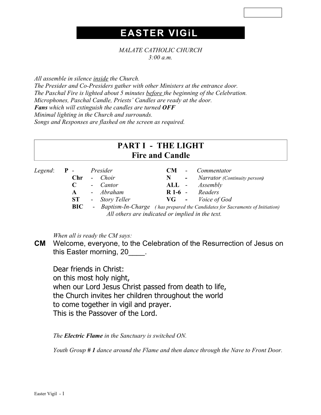 EASTER Vigil TEXT