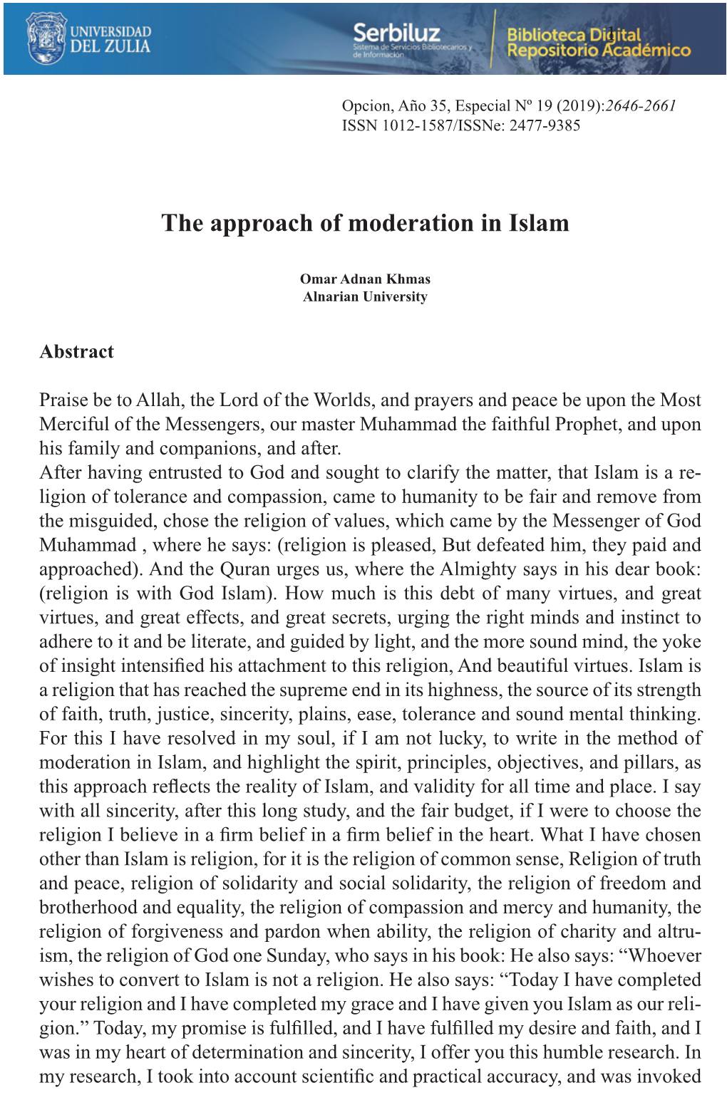 The Approach of Moderation in Islam