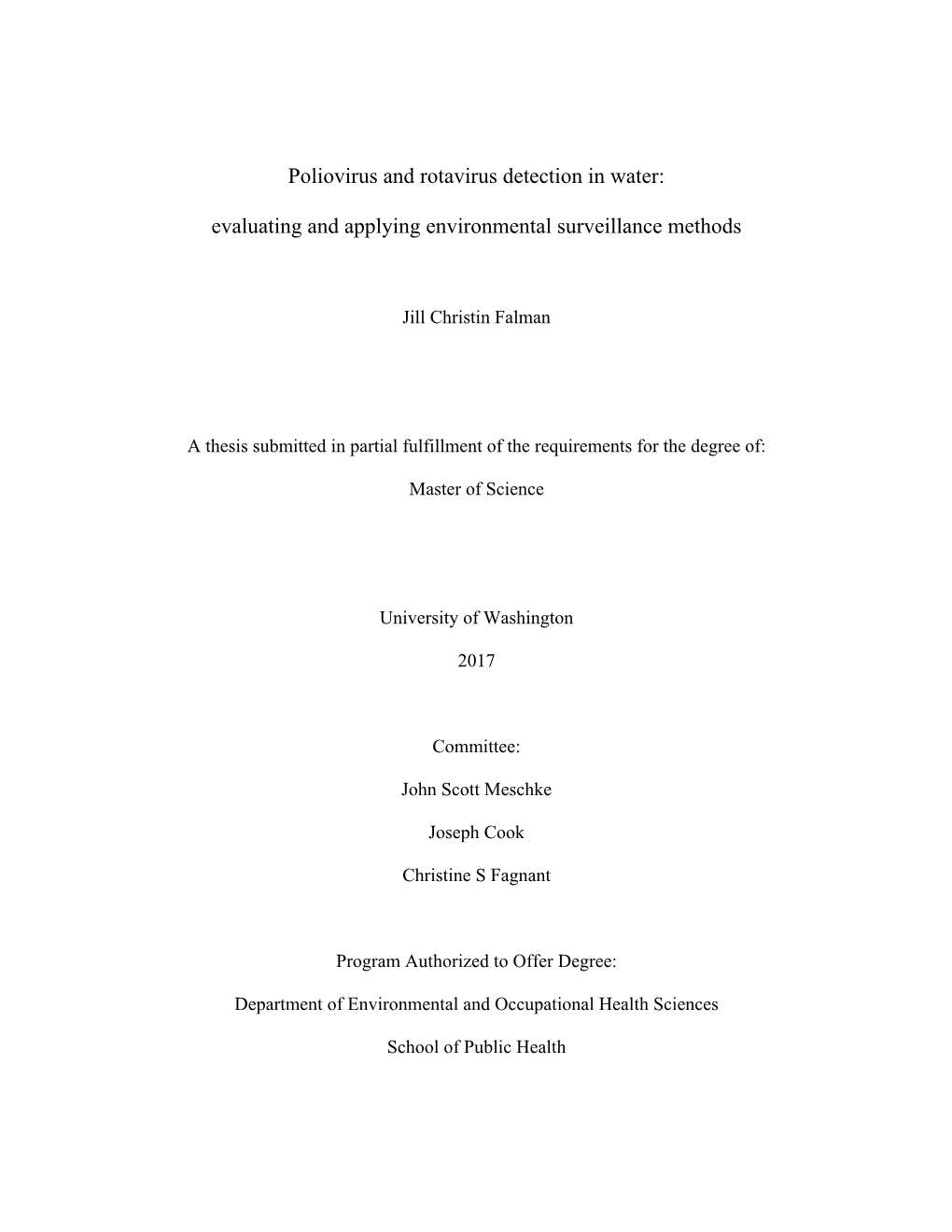 Poliovirus and Rotavirus Detection in Water