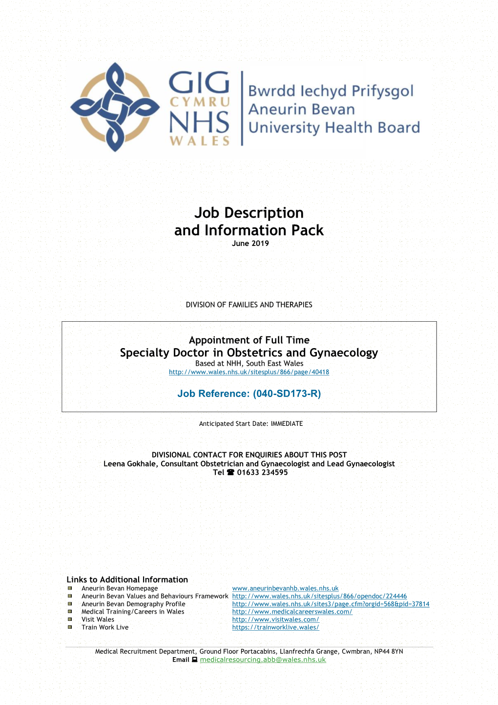 Job Description and Information Pack June 2019