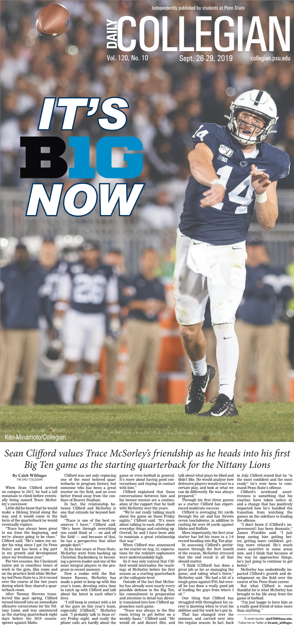 Sean Clifford Values Trace Mcsorley's Friendship As He Heads Into His First