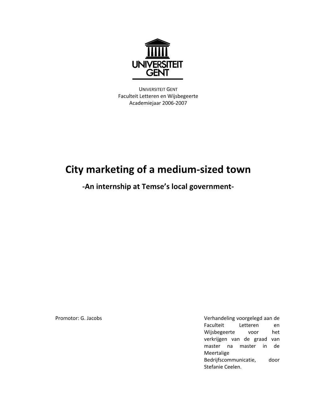 City Marketing of a Medium-Sized Town -An Internship at Temse’S Local Government