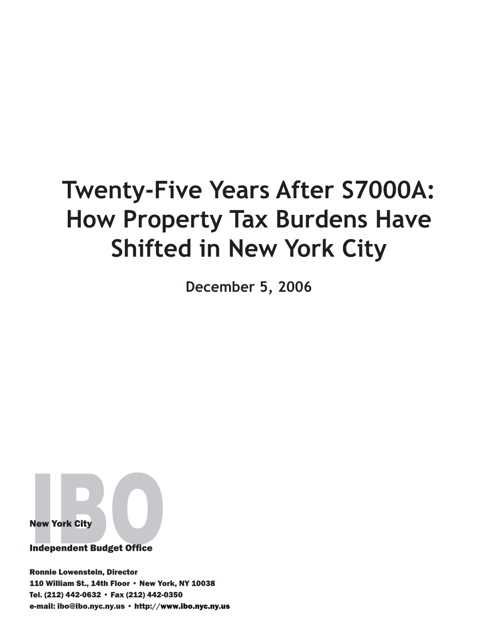 Twenty-Five Years After S7000A: How Property Tax Burdens Have Shifted in New York City