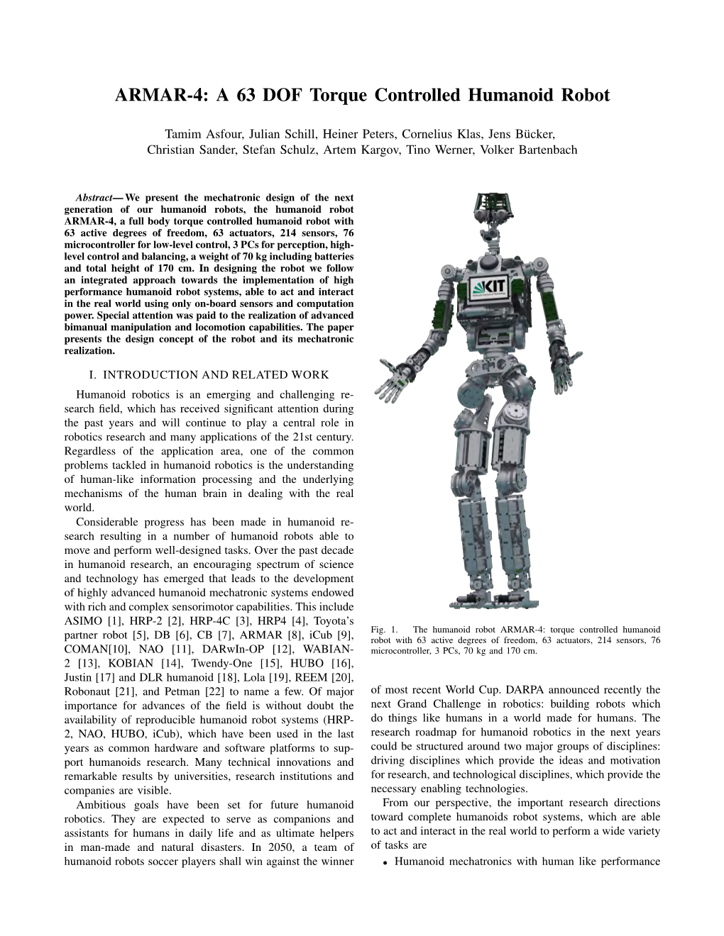 ARMAR-4: a 63 DOF Torque Controlled Humanoid Robot