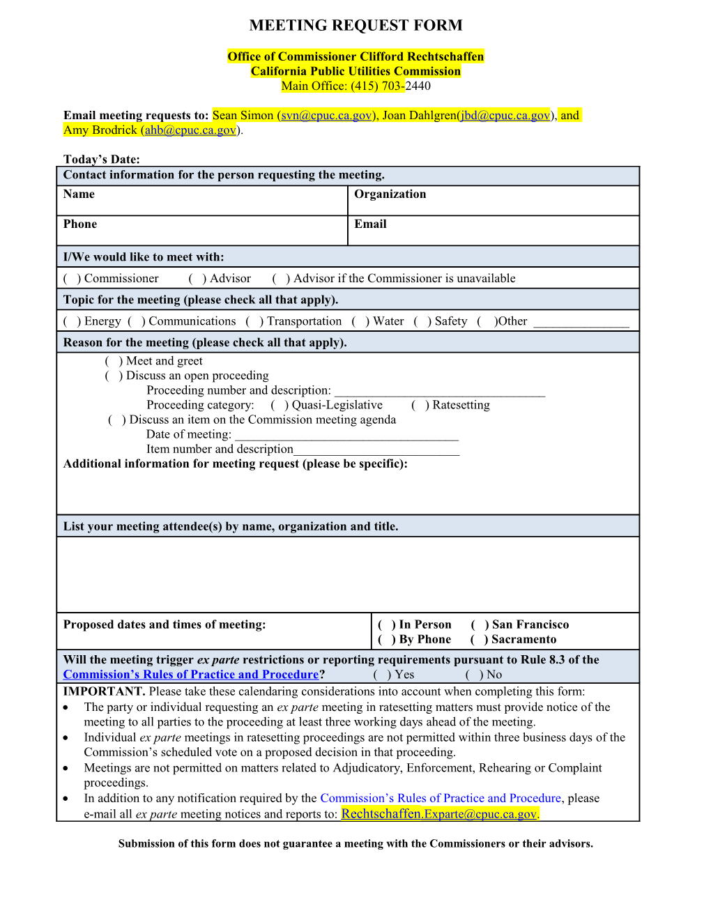 Sandoval Meeting Request