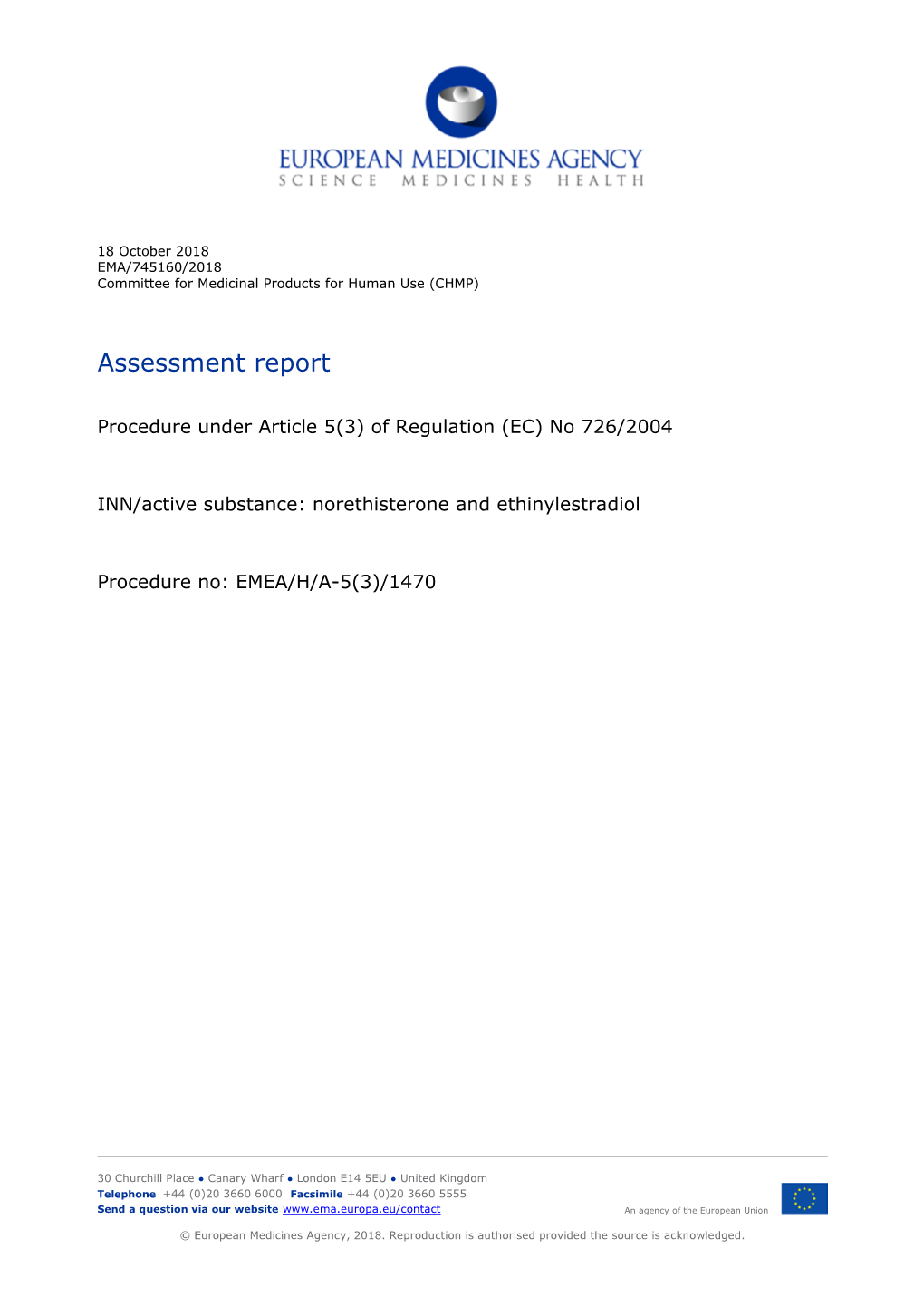 Procedure: Norethisterone and Ethinylestradiol