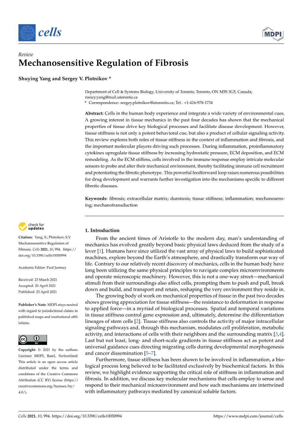 Mechanosensitive Regulation of Fibrosis