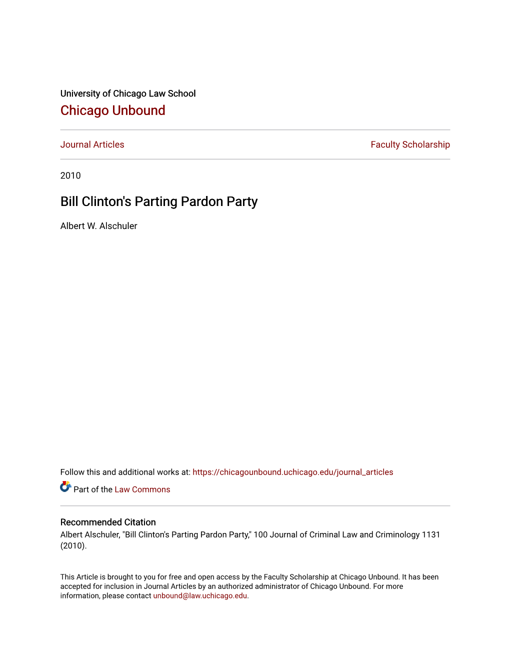 Bill Clinton's Parting Pardon Party