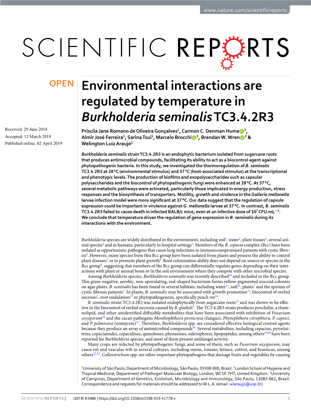 Environmental Interactions Are Regulated by Temperature In