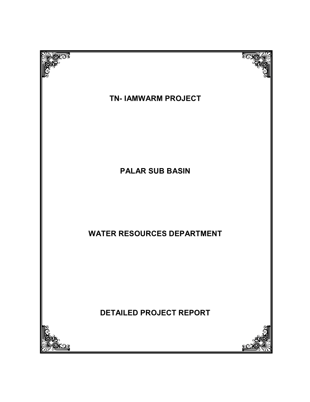 Tn- Iamwarm Project Palar Sub Basin Water Resources