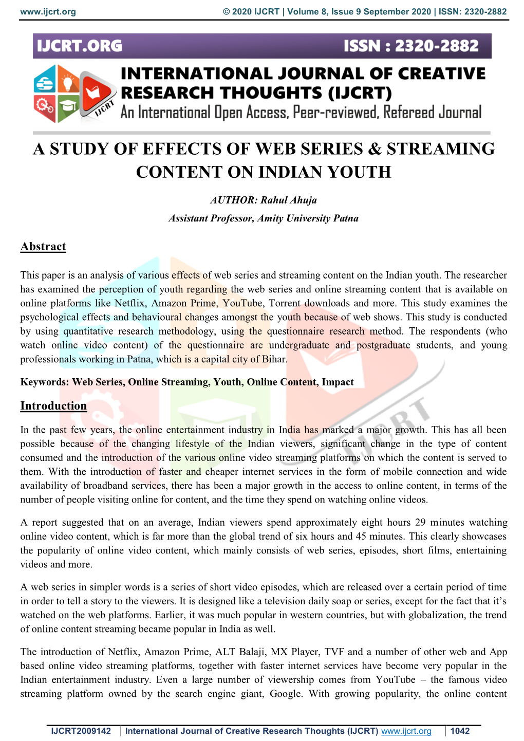 A Study of Effects of Web Series & Streaming Content