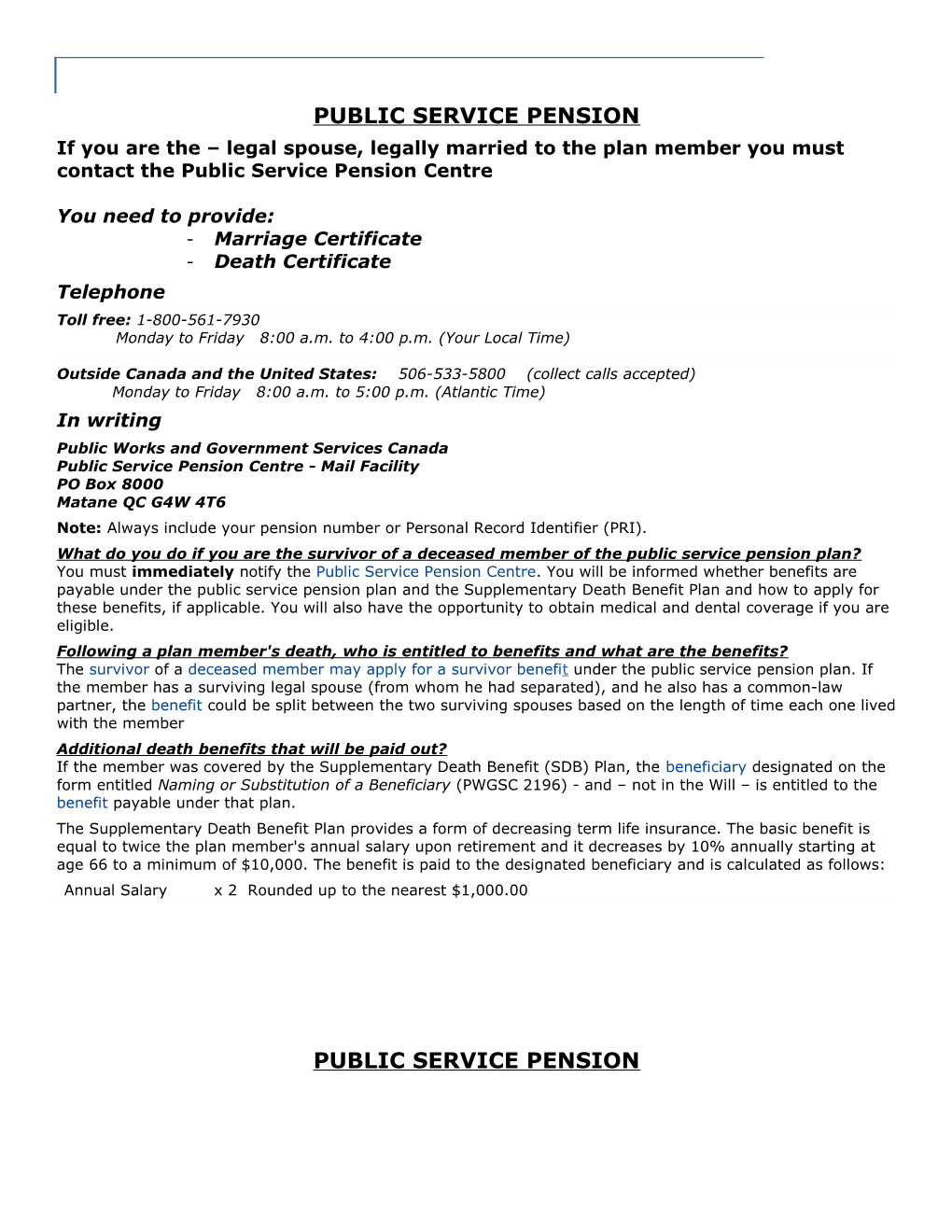 Public Service Pension