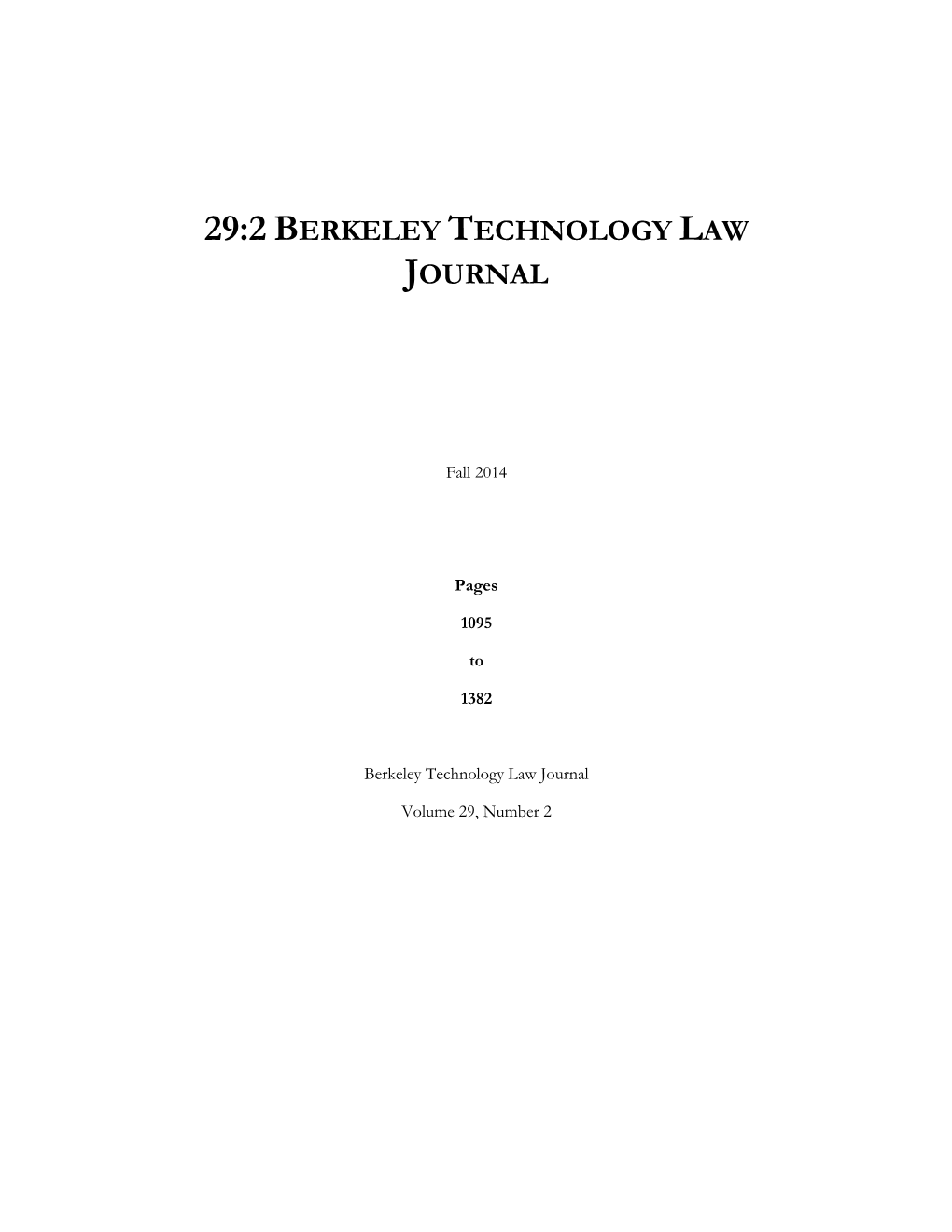 29:2 Berkeley Technology Law Journal