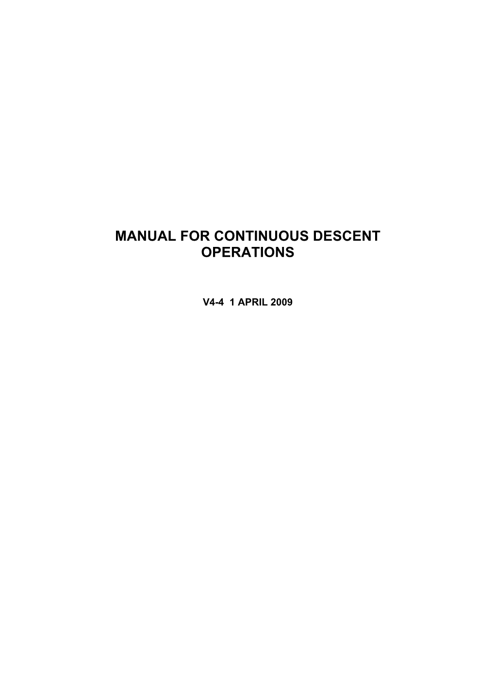 Manual for Continuous Descent Operations