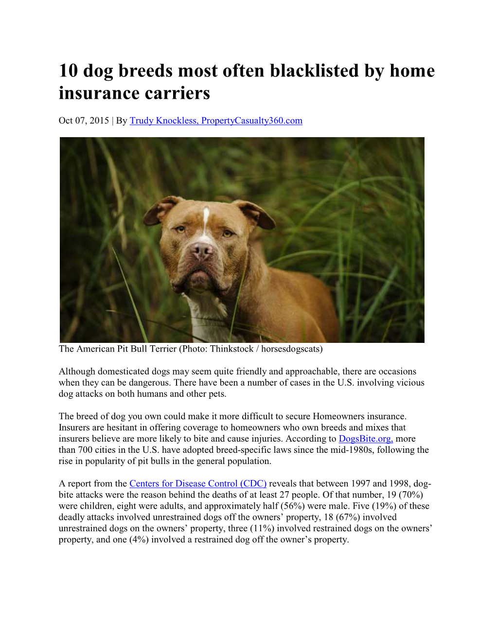 10 Dog Breeds Most Often Blacklisted by Home Insurance Carriers