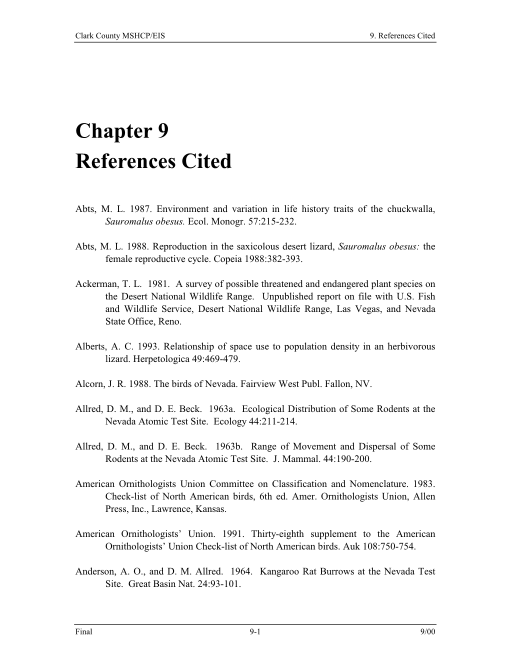 Chapter 9 References Cited