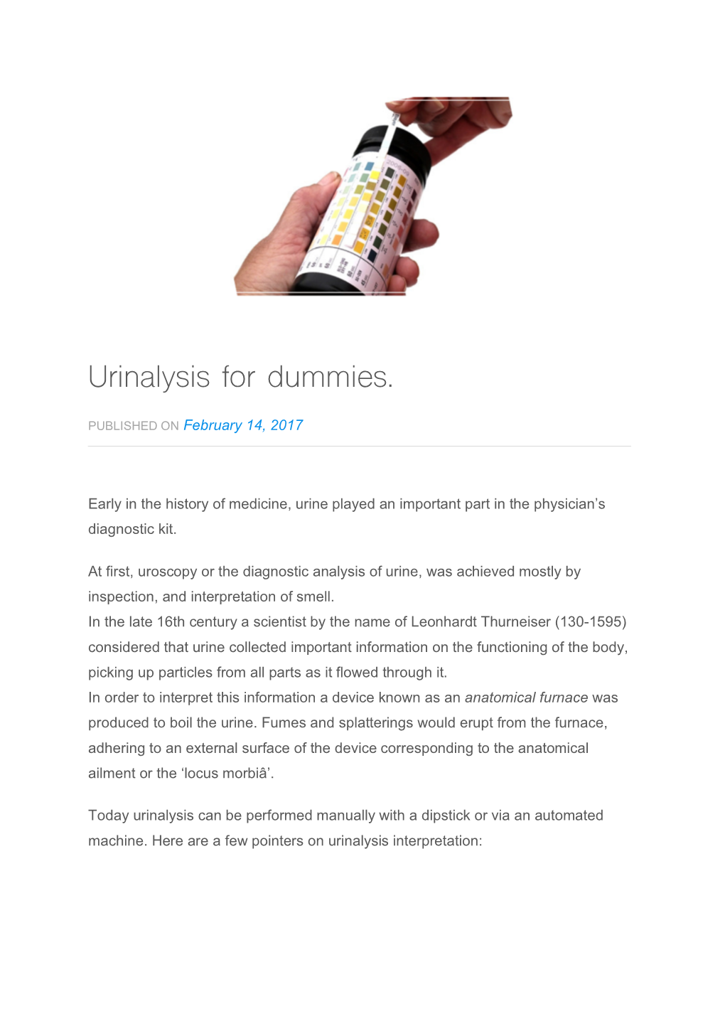 Urinalysis for Dummies