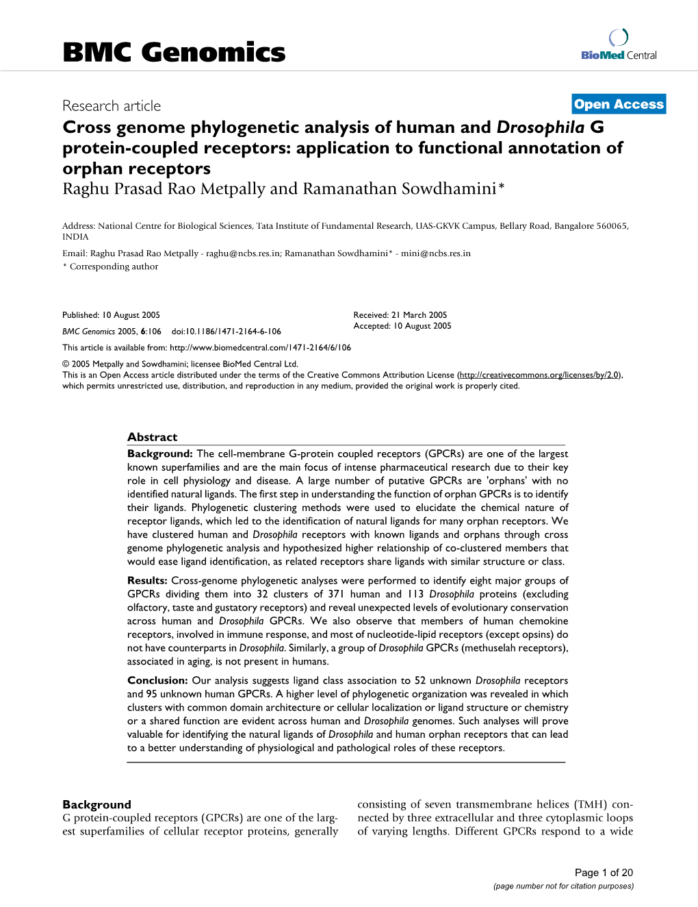 Cross Genome Phylogenetic Analysis of Human and Drosophila G Protein