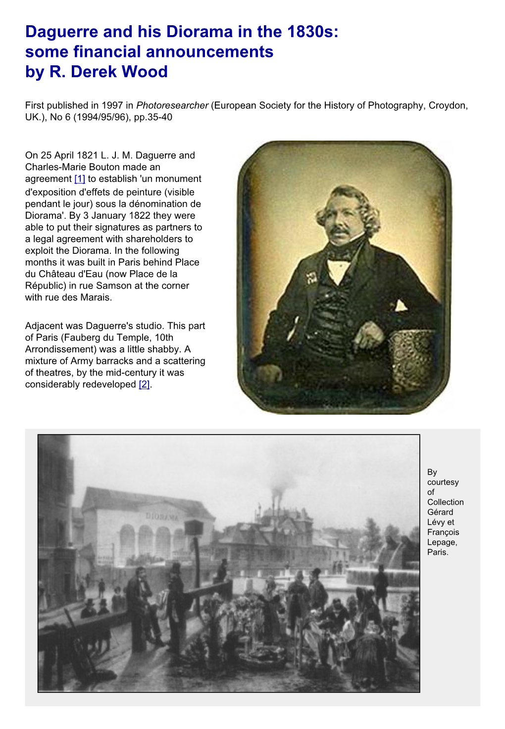 Daguerre and His Diorama in Paris in the 1830S