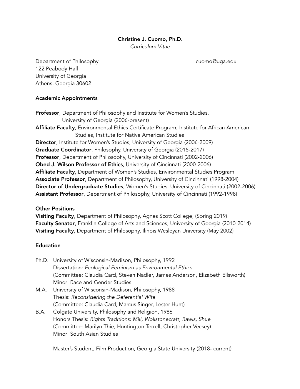 Christine J. Cuomo CV Website 2.Pdf