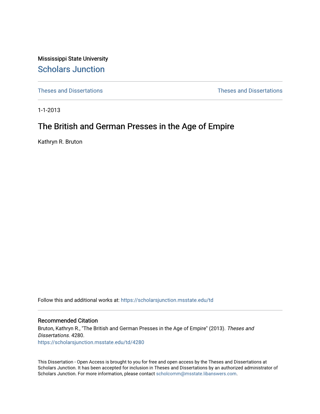 The British and German Presses in the Age of Empire