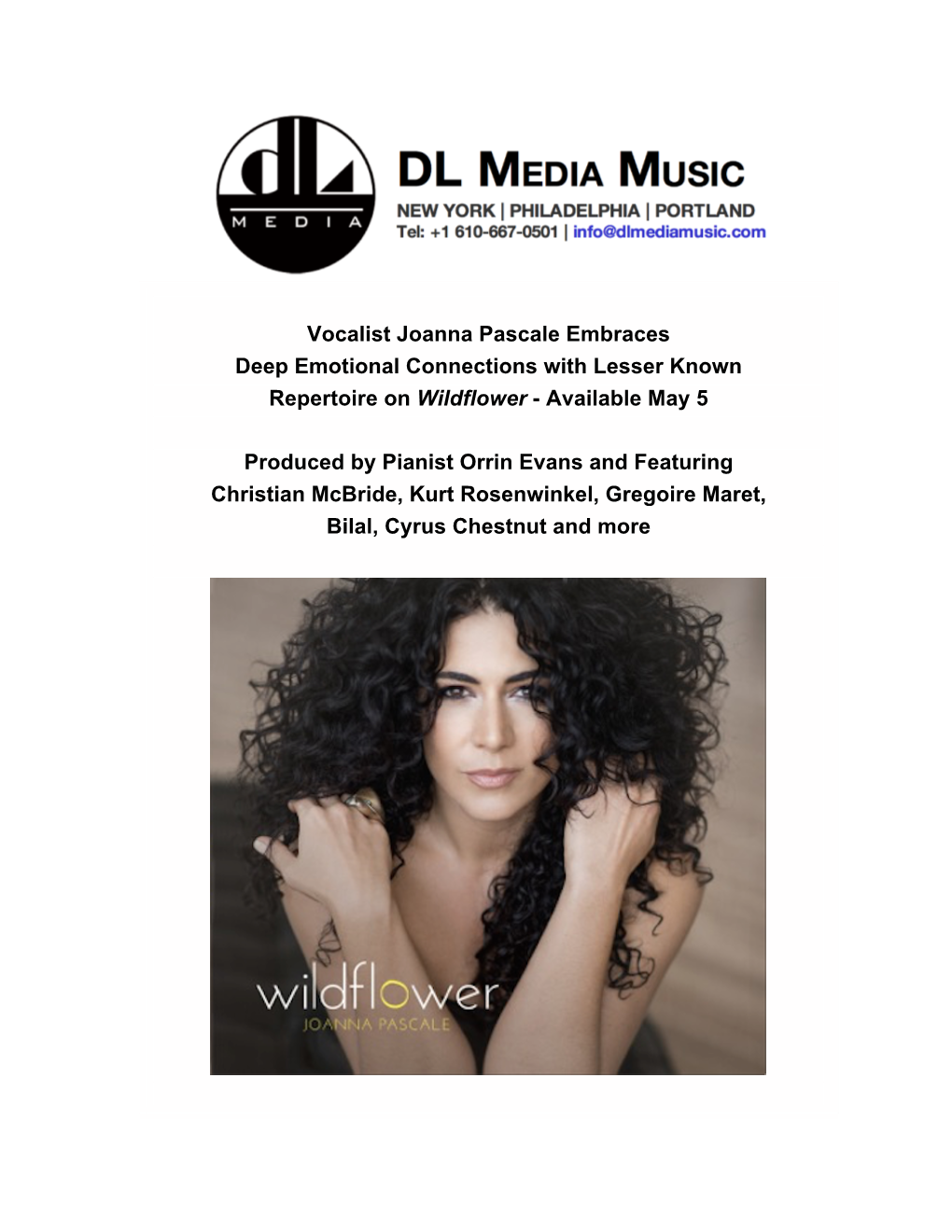 Vocalist Joanna Pascale Embraces Deep Emotional Connections with Lesser Known Repertoire on Wildflower - Available May 5