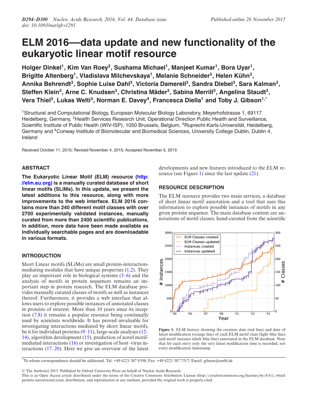 Data Update and New Functionality of the Eukaryotic Linear Motif Resource