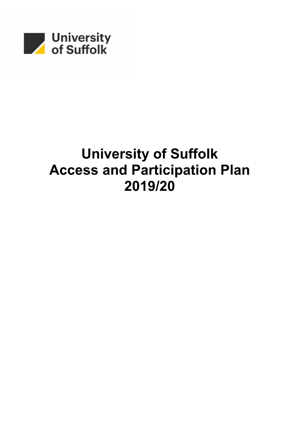 University of Suffolk Access and Participation Plan 2019/20