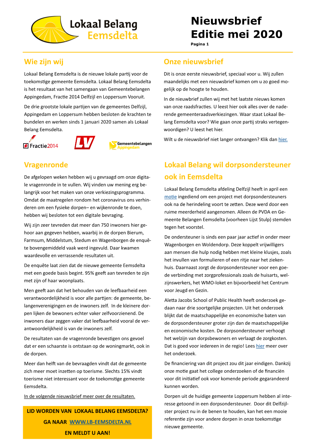 Nieuwsbrief Editie Mei 2020 Pagina 1