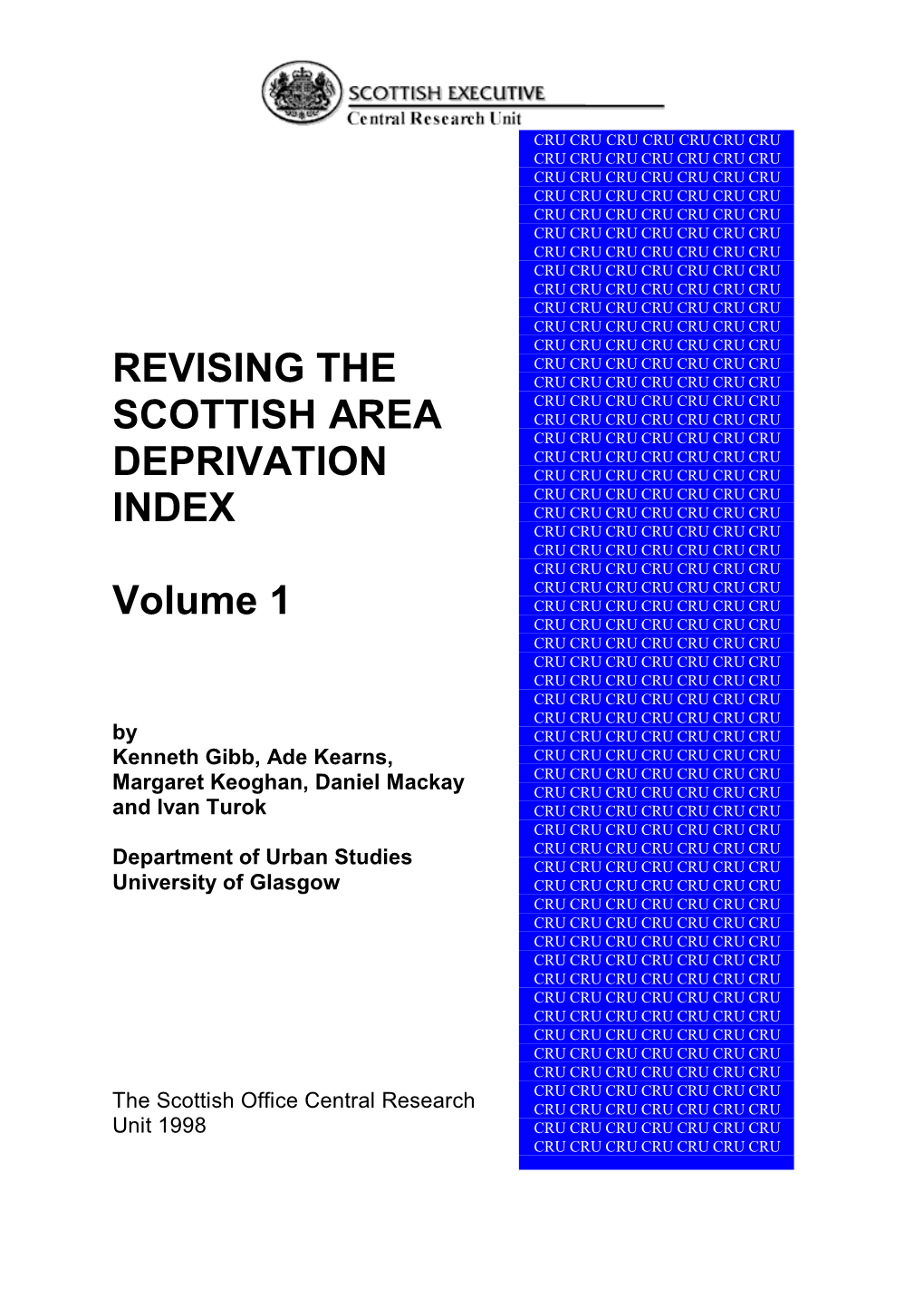 REVISING the SCOTTISH AREA DEPRIVATION INDEX Volume 1