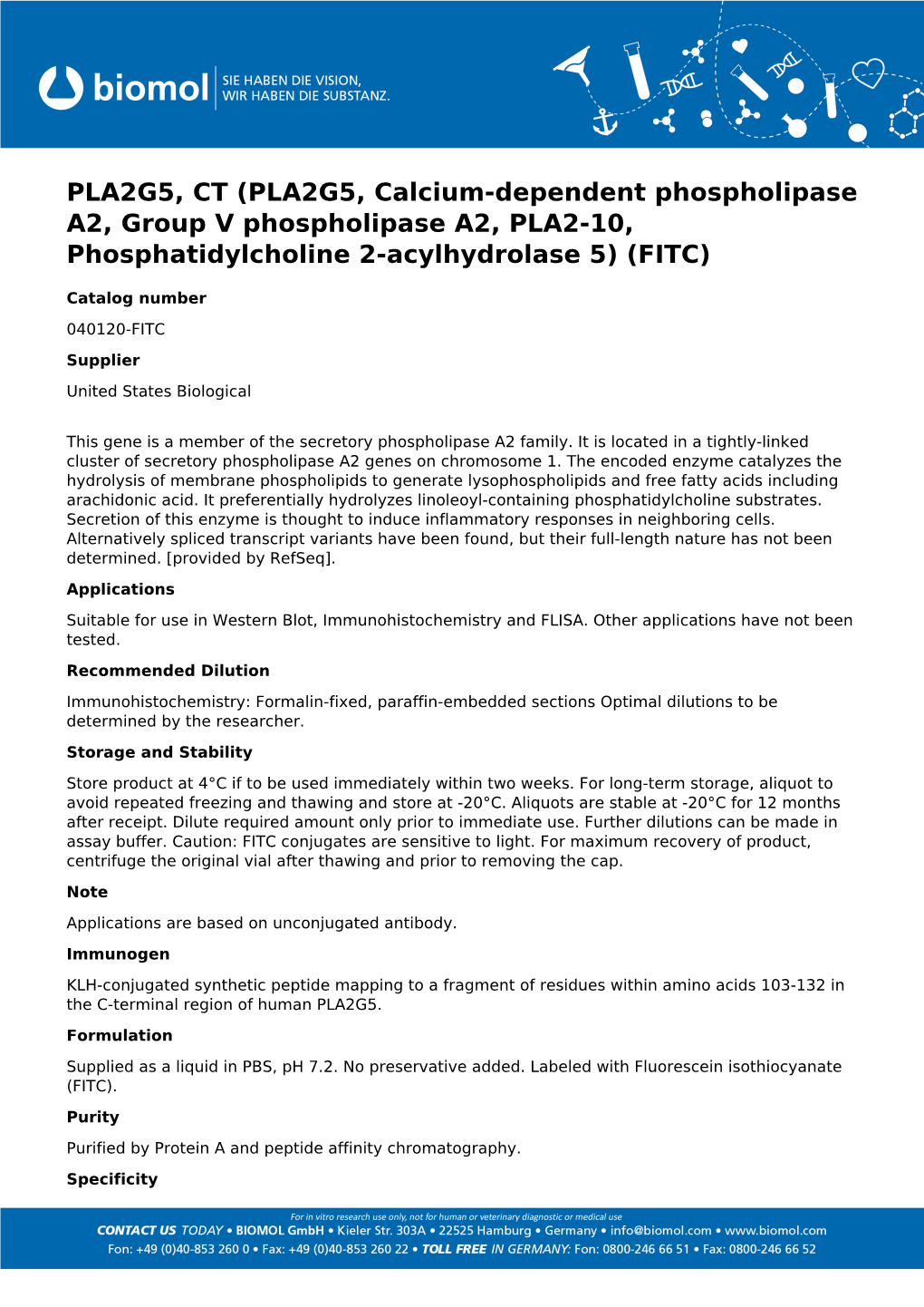 Usbiological Datasheet