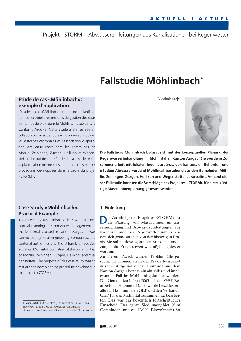 Krejci, V. "Fallstudie Möhlinbach"