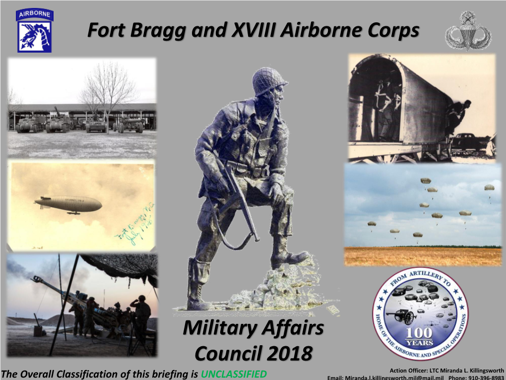 Fort Bragg and XVIII Airborne Corps Military Affairs Council 2018