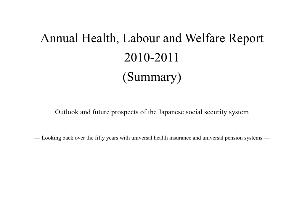 Annual Health, Labour and Welfare Report 2010-2011 (Summary)