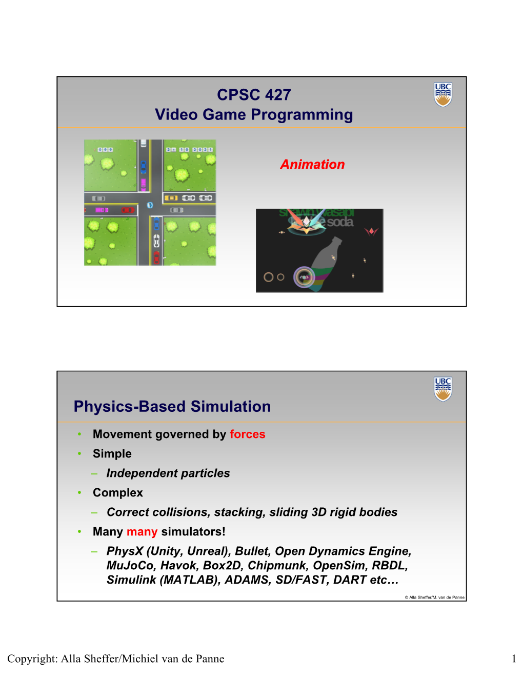 CPSC 427 Video Game Programming Physics-Based Simulation