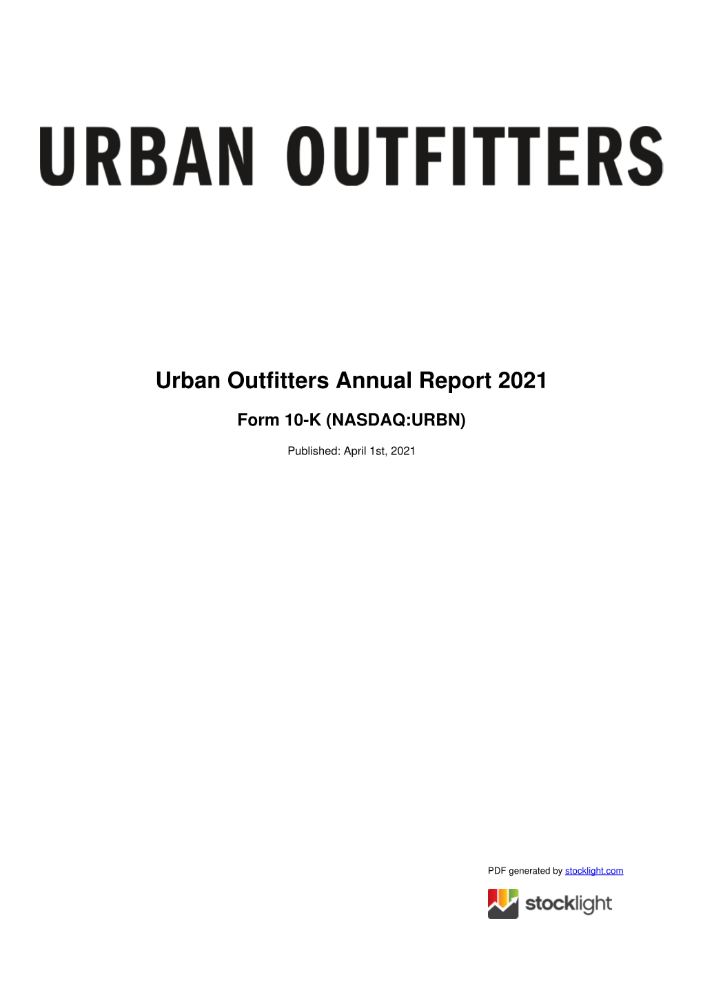 Urban Outfitters Annual Report 2021