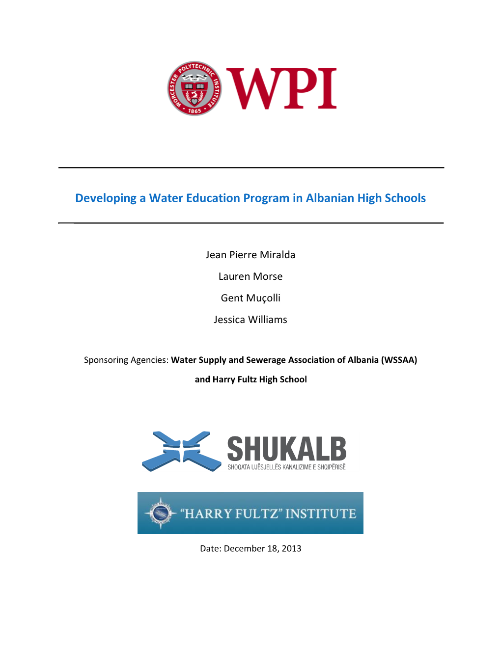 Developing a Water Education Program in Albanian High Schools