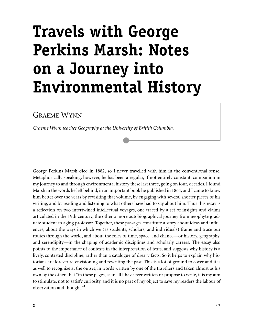 Travels with George Perkins Marsh: Notes on a Journey Into Environmental History