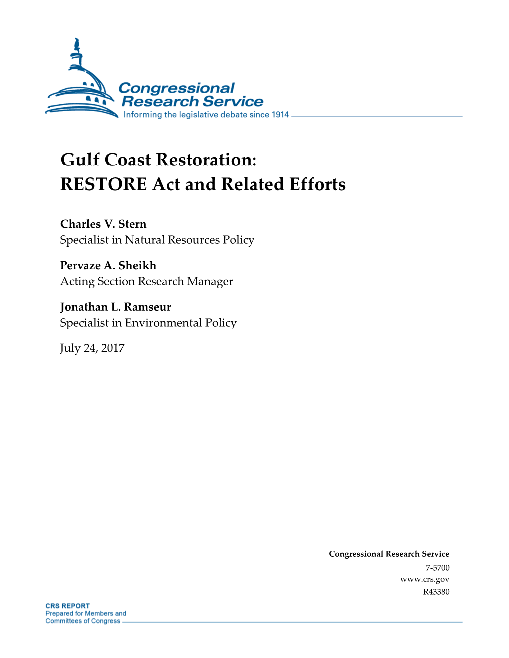 Gulf Coast Restoration: RESTORE Act and Related Efforts