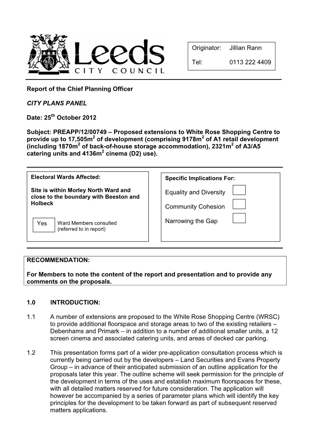 Proposed Extensions to White Rose Shopping Centre to Provide up To