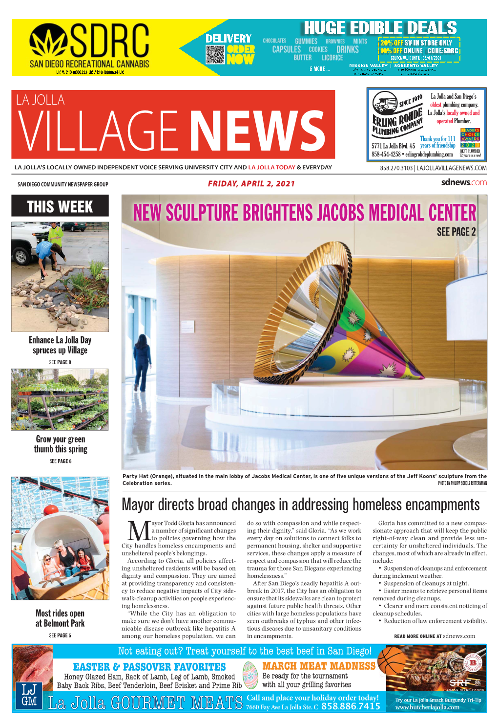 New Sculpture Brightens Jacobs Medical Center See Page 2