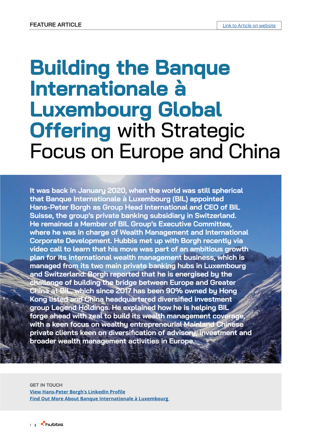 Building the Banque Internationale À Luxembourg Global Offering with Strategic Focus on Europe and China