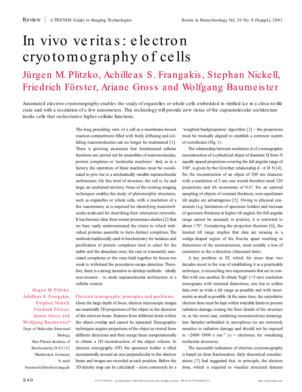 Electron Cryotomography of Cells Jürgen M